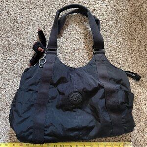 Kipling Black tote w/ monkey keychain Excellent condition